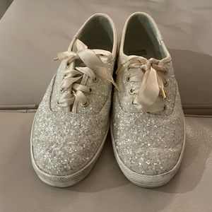 Kate Spade for Keds cream glitter sneakers